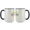Accent Sublimation Blank Ceramic Mug - White w/Blue Rim and Handle - 11 oz Thumbnail