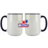 Accent Sublimation Blank Ceramic Mug - White w/Blue Rim and Handle - 11 oz Thumbnail