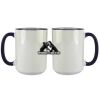 Accent Sublimation Blank Ceramic Mug - White w/Blue Rim and Handle - 11 oz Thumbnail