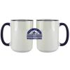 Accent Sublimation Blank Ceramic Mug - White w/Blue Rim and Handle - 11 oz Thumbnail