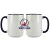Accent Sublimation Blank Ceramic Mug - White w/Blue Rim and Handle - 11 oz Thumbnail