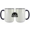 Accent Sublimation Blank Ceramic Mug - White w/Blue Rim and Handle - 11 oz Thumbnail