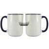 Accent Sublimation Blank Ceramic Mug - White w/Blue Rim and Handle - 11 oz Thumbnail