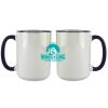 Accent Sublimation Blank Ceramic Mug - White w/Blue Rim and Handle - 11 oz Thumbnail
