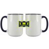 Accent Sublimation Blank Ceramic Mug - White w/Blue Rim and Handle - 11 oz Thumbnail