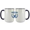 Accent Sublimation Blank Ceramic Mug - White w/Blue Rim and Handle - 11 oz Thumbnail