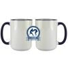 Accent Sublimation Blank Ceramic Mug - White w/Blue Rim and Handle - 11 oz Thumbnail