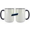 Accent Sublimation Blank Ceramic Mug - White w/Blue Rim and Handle - 11 oz Thumbnail