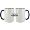 Accent Sublimation Blank Ceramic Mug - White w/Blue Rim and Handle - 11 oz Thumbnail