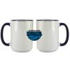 Accent Sublimation Blank Ceramic Mug - White w/Blue Rim and Handle - 11 oz Thumbnail