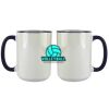 Accent Sublimation Blank Ceramic Mug - White w/Blue Rim and Handle - 11 oz Thumbnail