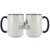Accent Sublimation Blank Ceramic Mug - White w/Blue Rim and Handle - 11 oz Thumbnail