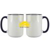 Accent Sublimation Blank Ceramic Mug - White w/Blue Rim and Handle - 11 oz Thumbnail