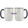Accent Sublimation Blank Ceramic Mug - White w/Blue Rim and Handle - 11 oz Thumbnail