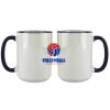 Accent Sublimation Blank Ceramic Mug - White w/Blue Rim and Handle - 11 oz Thumbnail