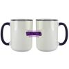 Accent Sublimation Blank Ceramic Mug - White w/Blue Rim and Handle - 11 oz Thumbnail