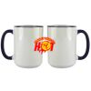 Accent Sublimation Blank Ceramic Mug - White w/Blue Rim and Handle - 11 oz Thumbnail