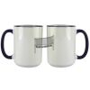 Accent Sublimation Blank Ceramic Mug - White w/Blue Rim and Handle - 11 oz Thumbnail