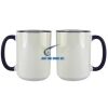 Accent Sublimation Blank Ceramic Mug - White w/Blue Rim and Handle - 11 oz Thumbnail