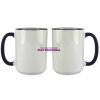 Accent Sublimation Blank Ceramic Mug - White w/Blue Rim and Handle - 11 oz Thumbnail