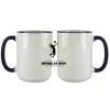 Accent Sublimation Blank Ceramic Mug - White w/Blue Rim and Handle - 11 oz Thumbnail