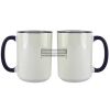 Accent Sublimation Blank Ceramic Mug - White w/Blue Rim and Handle - 11 oz Thumbnail