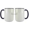 Accent Sublimation Blank Ceramic Mug - White w/Blue Rim and Handle - 11 oz Thumbnail