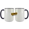 Accent Sublimation Blank Ceramic Mug - White w/Blue Rim and Handle - 11 oz Thumbnail