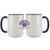 Accent Sublimation Blank Ceramic Mug - White w/Blue Rim and Handle - 11 oz Thumbnail