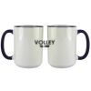 Accent Sublimation Blank Ceramic Mug - White w/Blue Rim and Handle - 11 oz Thumbnail