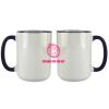 Accent Sublimation Blank Ceramic Mug - White w/Blue Rim and Handle - 11 oz Thumbnail