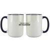 Accent Sublimation Blank Ceramic Mug - White w/Blue Rim and Handle - 11 oz Thumbnail