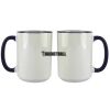 Accent Sublimation Blank Ceramic Mug - White w/Blue Rim and Handle - 11 oz Thumbnail