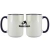 Accent Sublimation Blank Ceramic Mug - White w/Blue Rim and Handle - 11 oz Thumbnail