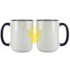 Accent Sublimation Blank Ceramic Mug - White w/Blue Rim and Handle - 11 oz Thumbnail