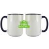 Accent Sublimation Blank Ceramic Mug - White w/Blue Rim and Handle - 11 oz Thumbnail