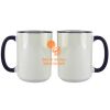 Accent Sublimation Blank Ceramic Mug - White w/Blue Rim and Handle - 11 oz Thumbnail