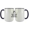 Accent Sublimation Blank Ceramic Mug - White w/Blue Rim and Handle - 11 oz Thumbnail