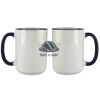 Accent Sublimation Blank Ceramic Mug - White w/Blue Rim and Handle - 11 oz Thumbnail