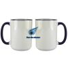 Accent Sublimation Blank Ceramic Mug - White w/Blue Rim and Handle - 11 oz Thumbnail