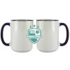 Accent Sublimation Blank Ceramic Mug - White w/Blue Rim and Handle - 11 oz Thumbnail