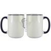Accent Sublimation Blank Ceramic Mug - White w/Blue Rim and Handle - 11 oz Thumbnail