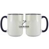 Accent Sublimation Blank Ceramic Mug - White w/Blue Rim and Handle - 11 oz Thumbnail