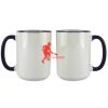 Accent Sublimation Blank Ceramic Mug - White w/Blue Rim and Handle - 11 oz Thumbnail