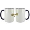 Accent Sublimation Blank Ceramic Mug - White w/Blue Rim and Handle - 11 oz Thumbnail