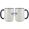 Accent Sublimation Blank Ceramic Mug - White w/Blue Rim and Handle - 11 oz Thumbnail