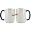 Accent Sublimation Blank Ceramic Mug - White w/Blue Rim and Handle - 11 oz Thumbnail