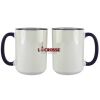 Accent Sublimation Blank Ceramic Mug - White w/Blue Rim and Handle - 11 oz Thumbnail