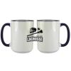 Accent Sublimation Blank Ceramic Mug - White w/Blue Rim and Handle - 11 oz Thumbnail