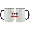 Accent Sublimation Blank Ceramic Mug - White w/Blue Rim and Handle - 11 oz Thumbnail